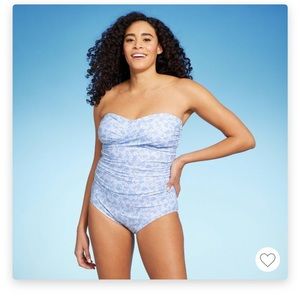 Women’s Floral Print Full Coverage Bandeau One Piece Swimsuit